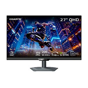 [Prime]$151.99: GIGABYTE M27Q2 27" QHD IPS Gaming Monitor, 200Hz, 1ms, FreeSync/G-SYNC, USB-C KVM, HDMI/DP, Adjustable, Black