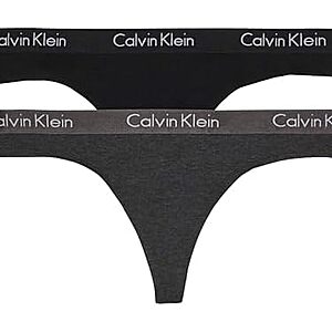 [Prime] $8.76* | 2-Pk Calvin Klein Women's Motive Cotton Thong Panty (Charcoal Heather/Black) at Amazon