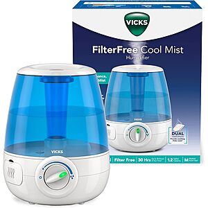 Prime: Vicks Filter-Free Ultrasonic Cool Mist Humidifier w/ 1.2 Gallon Tank $24.99 + Free Shipping w/ Prime or on $35+