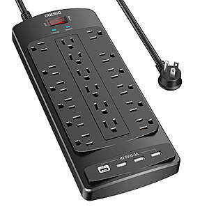 $24.89 FS WALMART+ by ONDOG ETL Cert. Surge Protector Power Strip (2100J) - 18 Outlets and 4 USB Ports (1875W/15A), 6ft Power Cord