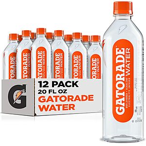 PRIME S&S AMZ $12.91 or less Gatorade Water, Unflavored,   Electrolyte infused for great taste, Alkaline PH 7.5 or higher, 20 Fl Oz (Pack of 12)