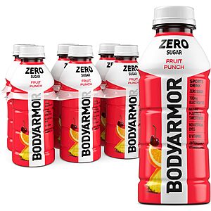 PRIME AMZ  $4.74 S&S BODYARMOR ZERO Sugar Fruit Punch or Reg. Straw Banana Electrolyte Drink, Natural Flavors, 16 Fl Oz Bottles (6 Pack),