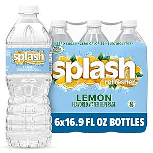PRIME $1.89 S&S AMZ SPLASH REFRESHER , Lemon or Orange, Grape or Berry Flavor - 6-Pack, 16.9 Fl Oz Flavored Bottled Water with Electrolytes - Zero Sugar