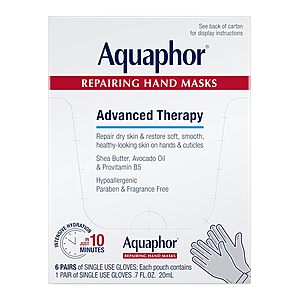 [Prime] 6-Pack Aquaphor Repairing Hand Masks w/ Avocado Oil & Shea Butter $19.05 w/ S&S + Free Shipping