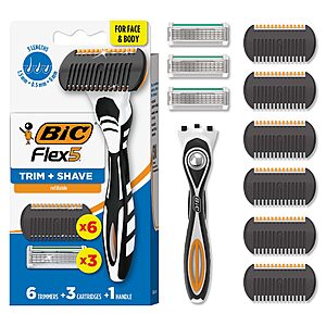 [Prime] $9.25 | BIC Flex 5 Trim & Shave 3-in-1 Grooming Kit, 5-Blade Razor, Beard Trimmer & Edger, No Battery, 3 Cartridges + 6 Trimmers