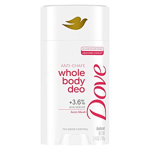 [Prime] 2.4-Ounce Dove Whole Body Deodorant Stick for Women (Berry Blush): 2 for $8.20 w/ S&S + Free Shipping