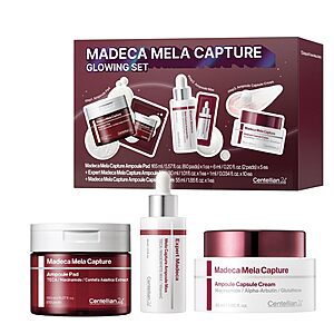 CENTELLIAN 24 Madeca Capture Brightening Skin Care Set - Ampoule Pad 60 Pcs, Capsule Cream 1.85 fl oz & Ampoule Serum 1.0 fl oz, Tone Correcting, Hydrating, Anti-Aging Korean $56.4