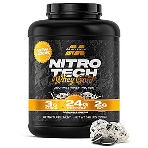 Muscletech Whey Protein Powder 5 Pounds Nitro-Tech Whey Protein Isolate $49 S&S Amazon