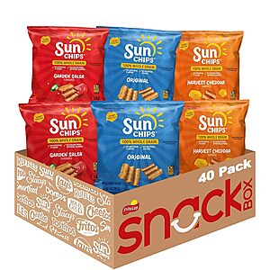 [Prime] 40-Count 1-Oz SunChips 100% Whole Grain Chips Variety Pack $14.14 w/ S&S + Free Shipping