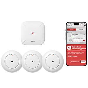 X-Sense Wi-Fi Water Leak Detector, Smart Water Sensor Alarm, Water Detector Alarm with 1700 ft Transmission Range $36.08