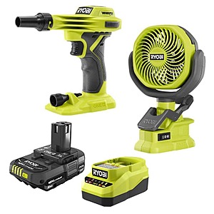 RYOBI ONE+ 18V High Volume Inflator Kit w/ 2.0Ah Battery, Charger & 18V Cordless 4" Clamp Fan $89.00 + Free Shipping