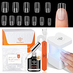 [Prime] 216-Piece modelones Short Square Gel Nail Extension Kit w/ 9-in-1 Nail Glue & UV LED Lamp $5.69 + Free Shipping