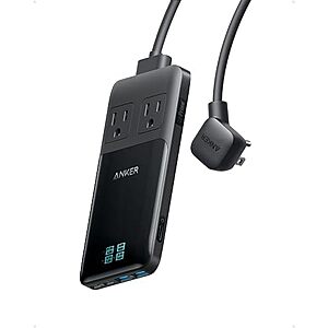 [Prime] $56.99* | 140W Anker Prime Flat Plug Power Strip w/ 5' Extension (2 AC, 2 USB-A & 2 USB-C) at Amazon