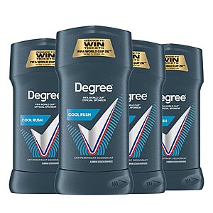[Prime] 4-Pack 2.7-Oz Degree Men Antiperspirant Deodorant Sticks (Cool Rush) $8.96 w/ S&S + Free Shipping