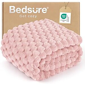 [Prime] $9.49* | Bedsure Plush Bubble Blanket Throw (Pink) at Amazon