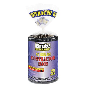 PRIME $8.73-$10.73 S&S 42-55 gallon, 20 or 15 count Brute Super Tuff Heavy Duty 2.2 MIL Contractor Bags, Extra Large Trash Bags,