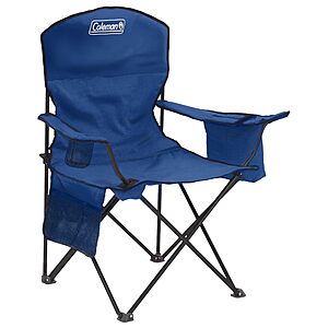 $34.99: Coleman Portable Camping Chair with 4-Can Cooler, Cushioned Seat & Back, Side Pockets, Cup Holder