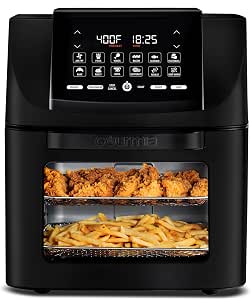 PRIME DAY $81.20 Gourmia Air Fryer - 14 Qt All-in-One Oven with Rotisserie, Digital Display with 12 Presets, Roast, Bake, Broil, Dehydrate, Dishwasher Safe