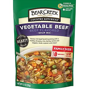8.1-Oz Bear Creek Vegetable Beef Soup Mix $2.93 w/ S&S + Free Shipping w/ Prime or on $35+