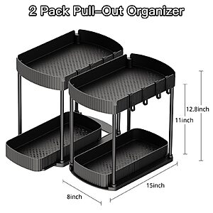 [Prime] 2-Pack 12.8" Ukeeptap Multi-Purpose Pull-Out Under Sink Storage Organizers $15.18 + Free S&H