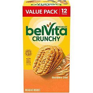 belVita Breakfast Bars Biscuits, Golden Oat, Value Pack, 12 Packs (4 Biscuits Per Pack)~$4.67 With S&S @ Amazon