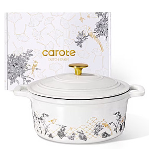 5-Qt Carote Enameled Cast Iron Dutch Oven w/ Lid Red $28.49, White Floral Decal $29.99 $28.49 + Free S&H w/ Walmart+ or on $35+