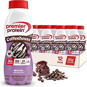 [Prime] 12-Pack 11.5-Ounce Premier Protein Coffeehouse Mocha Protein Shake w/ Caffeine $16.44 w/ S&S + Free Shipping