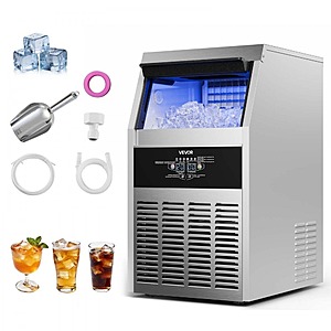 VEVOR 160 lbs/24h Stainless Steel Self-Cleaning Commercial Ice Maker Machine w/ 30 lbs Storage Capacity & LED Display $189.21 + FS
