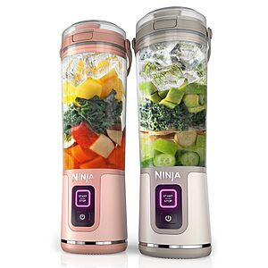 Lightning Deal - $62.99 - Ninja BC155PS Blast Two-Pack Portable Blender, Cordless, 18oz., Peach & Stone