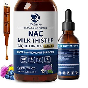 Lukaree NAC Supplement 600mg w/Milk Thistle -Liposomal NAC N-Acetyl-L-Cysteine Liquid Drops w/Selenium for Liver Detox Support -Ultra-Concentrated -2oz $12.99