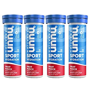 Prime Members: 4-Pack 10-Count Nuun Sport Electrolyte Drink Tablets (Fruit Punch) $15..61 + Free Shipping $15.61