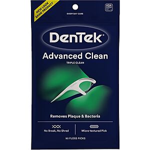 DenTek Advanced Clean Floss Picks (90-Count) $1.42 w/ S&S + Free Shipping w/ Prime or on $35+