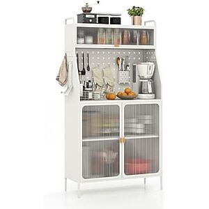 [Prime] $72.23* | 5-Tier Storage Pantry Organizer w/ Pegboard & Hutch (White) at Amazon