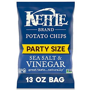 Kettle Brand Potato Chips, Sea Salt & Vinegar Kettle Chips, Party Size, 13 Oz~$3.23 After Coupon & S&S @ Amazon
