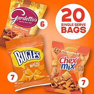 Cheesy Mix Variety Pack Snacks, Chex Mix Cheddar, Bugles Nacho Cheese, Gardetto's Aged Cheddar, 20 Ct, 28.875 oz~$7.45 With S&S @ Amazon