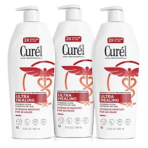 Curel Ultra Healing Intensive Fragrance-Free Lotion For Extra-Dry Skin, Dermatologist Recommended, Ideal for Sensitive Skin, Cruelty Free, Paraben Free, 13 Oz, Pack of 3 $18.81