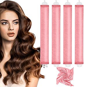 nunflue Heatless Curls Overnight Set - Jumbo Overnight Hair Curlers to Sleep In, Soft Velvet Hair Roller $8.99