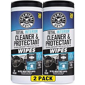 [Prime, SnS] $6.83 | 2-Pack 30-Count Chemical Guys Total Interior Cleaner & Protectant Canister Wipes at Amazon