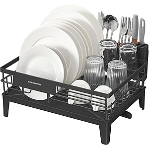 12.2" x 16.5" x 7.3" SONGMICS Dish Drying Rack w/ Drainboard (Black) $16 + Free Shipping w/ Prime or on $35+ Orders