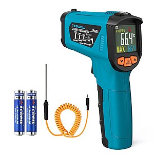 Prime Members: Tilswall Non-Contact Infrared Thermometer w/ Probe, -58°F to 1472°F, Adjustable Emissivity & Temp Alarm $19.99 + Free Shipping