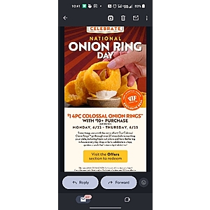 National Onion Ring Day: Get 4 pc Colossal Onion Rings for just $1 with a $10 purchase, from June 22-25