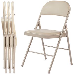 4-Pack Sweetcrispy Leather Padded Folding Chairs (Khaki) $50.99 + Free Shipping