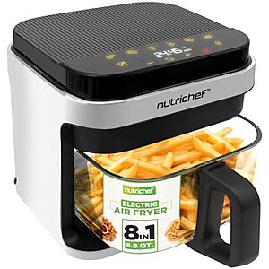 [Prime] $63.33* | 5.8-Qt Nutrichef Air Fryer w/ Transparent Fry Bowl (White) at Amazon