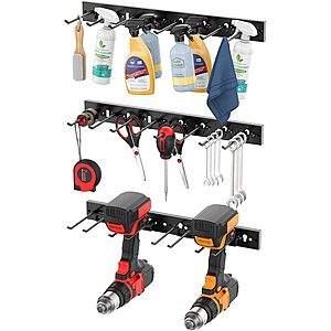 [Prime] CCCEI 3-Pack Modular Metal Pegboard Strip Wall Mount w/ Hooks (Black) $9.80 + Free Shipping