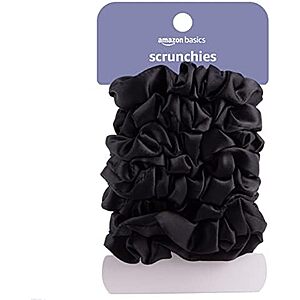 [Prime, SnS] $4.66 | 8-Pack Amazon Basics Satin Scrunchies Hair Ties (Black) at Amazon
