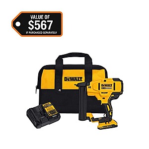 YMMV 20V MAX XR Lithium-Ion Cordless 18-Gauge Narrow Crown Stapler Kit with 2.0Ah Battery, Charger and Contractor Bag $150