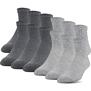 Gildan Men's Polyester Half Cushion Ankle Socks, 12-Pairs