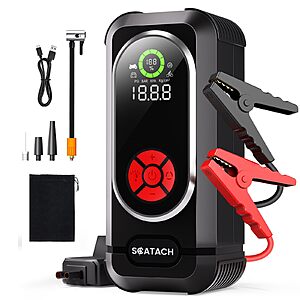 6000A Jump Starter with Air Compressor, Car Battery Jump Starter Portable (10.0 Gas/10.0L Diesel), 150 PSI 12V Car Battery Jump Box with Tire Inflator, Jumper Cables etc