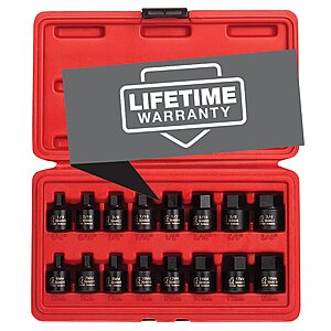 Prime, Sunex 3646, 3/8 Inch Drive Low Profile Impact Hex Driver Set, 16-Piece, SAE/Metric, 1/4 Inch - 3/4 Inch, 6mm - 19mm, Cr-Mo Steel, $25.30