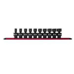 Prime, SUNEX TOOLS 3657, 3/8 Inch Drive Universal Impact Socket Set, 10-Piece, Metric, 10mm - 19mm, Cr-Mo Alloy Steel, $68.40